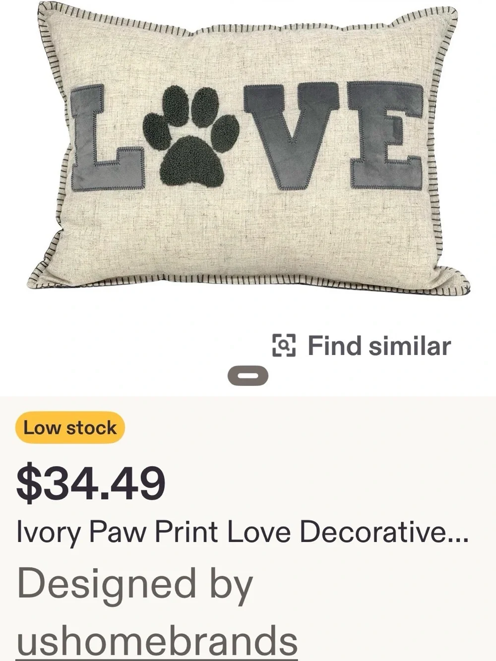 Dog Love Decorative Pillow NWOT 20x15